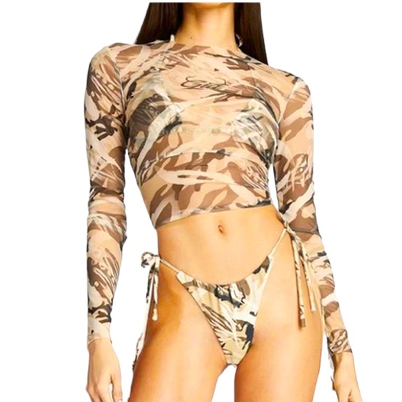 I.AM.GIA Tops - I.AM.GIA Evanthie camo mesh top size XS